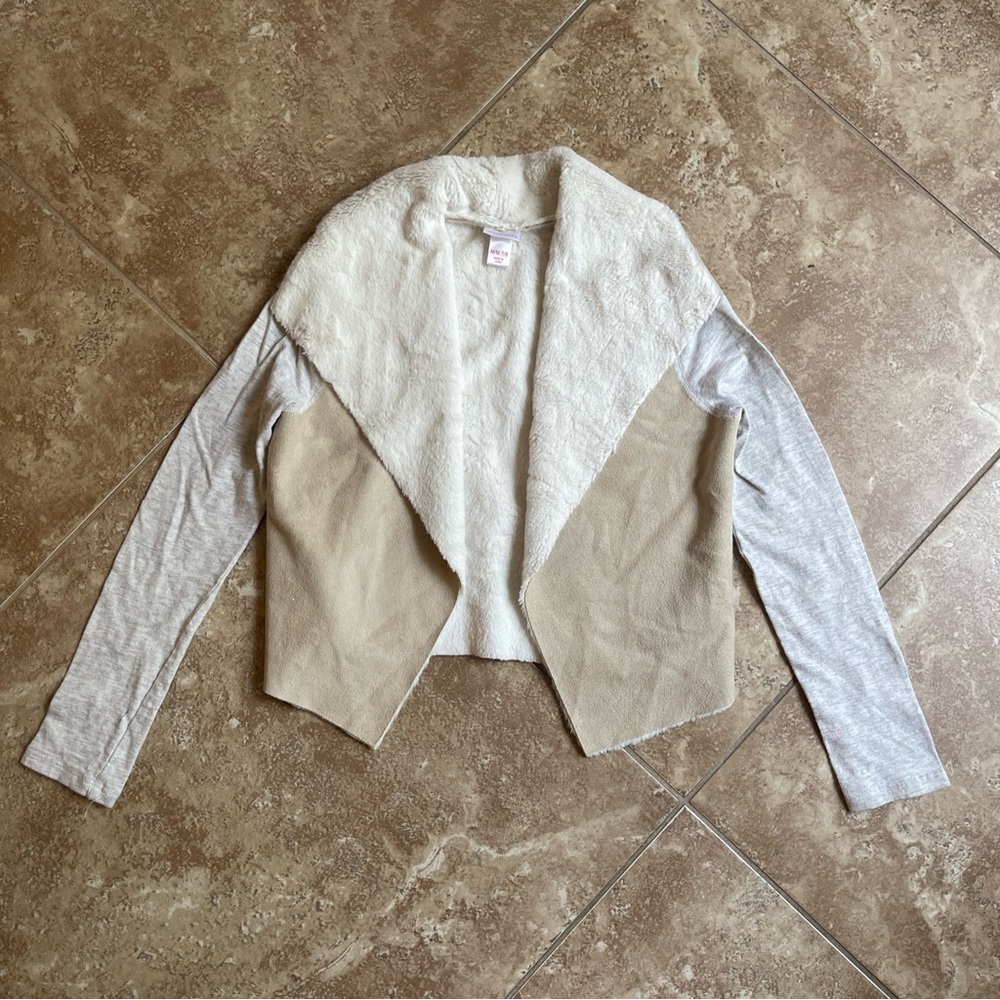 Xhilaration Girls Faux Leather And Faux Fur Cardigan Size 7/8